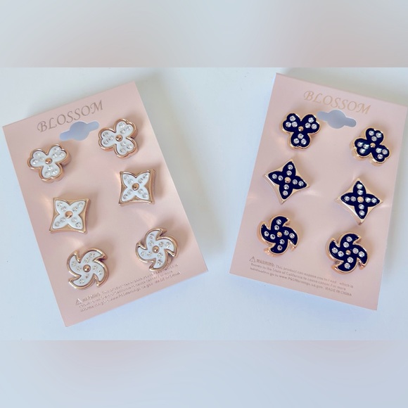 6 PAIRS WHITE & BLACK EARRINGS SET NWOT - Picture 1 of 1